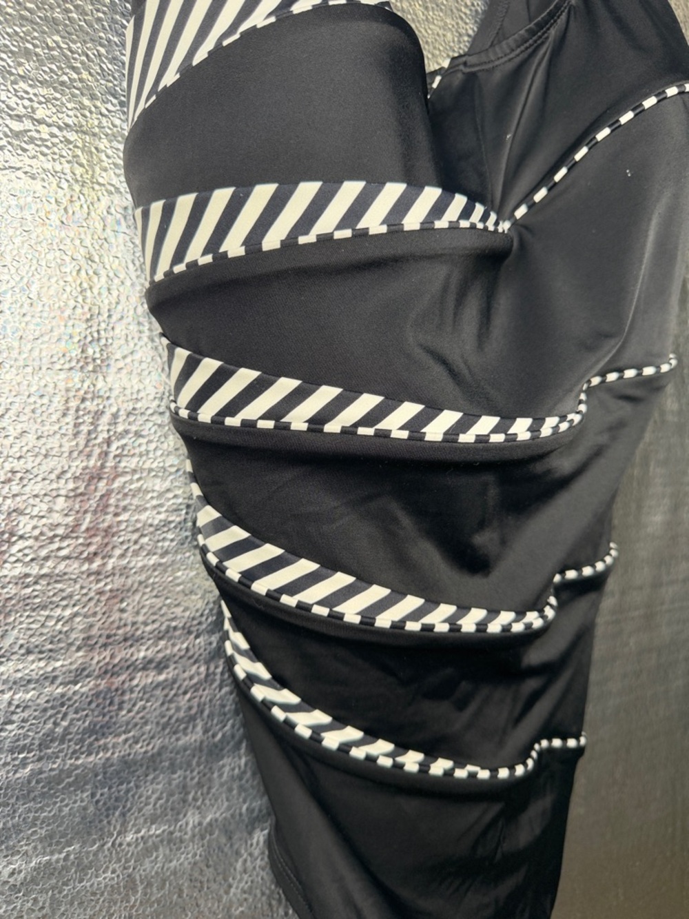 Longitude Black One-Piece Swimsuit with White Accent Stripes - Picture 3 of 6